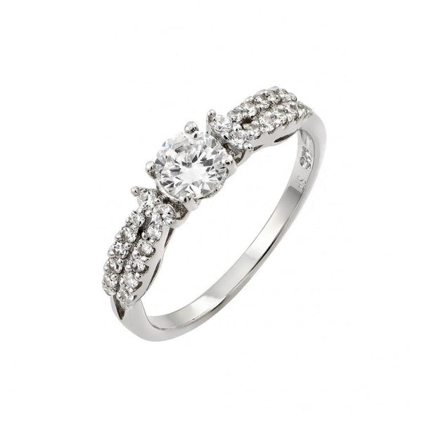 Silver 925 Rhodium Plated Clear Center CZ Inlay Ring