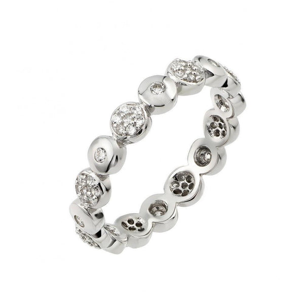 Silver 925 Rhodium Plated Clear CZ Inlay Circle Eternity Ring