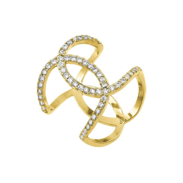 Gold Plated 925 Sterling Silver Knotted CZ Ring