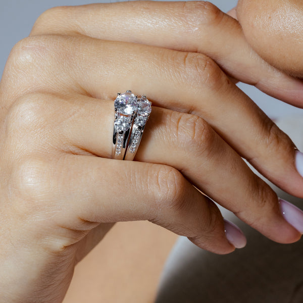 Rhodium Plated 925 Sterling Silver Stackable CZ Rings