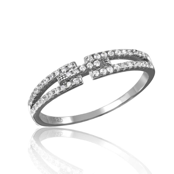 Silver 925 Rhodium Plated Open Shank CZ Ring