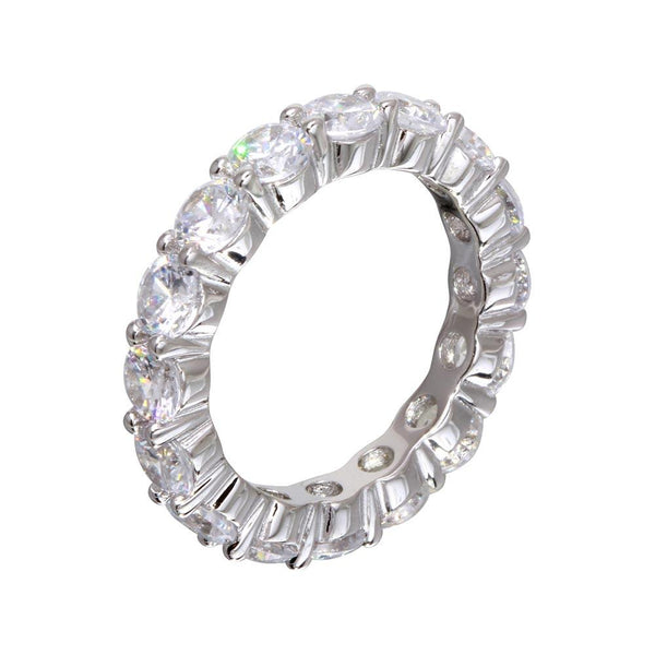 Rhodium Plated 925 Sterling Silver CZ Eternity Ring