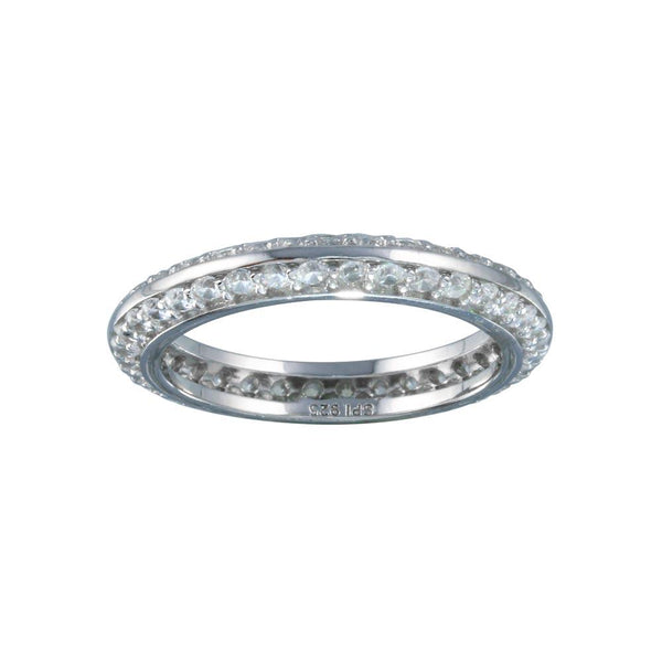 Rhodium Plated 925 Sterling Silver Eternity Pave CZ Ring