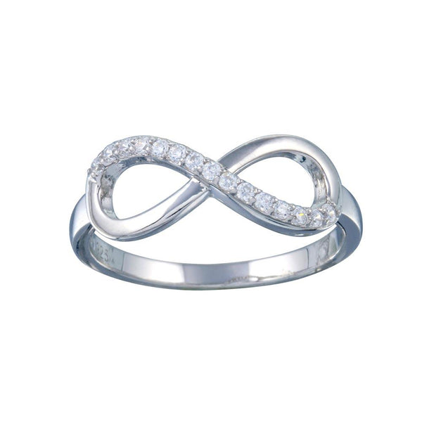 Rhodium Plated 925 Sterling Silver Clear CZ Infinity Ring