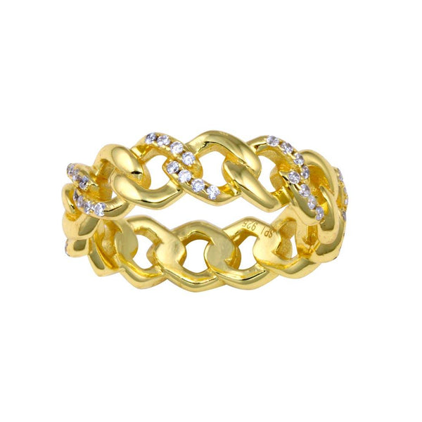 Gold Plated 925 Sterling Silver Curb Design Link Ring 5.8mm