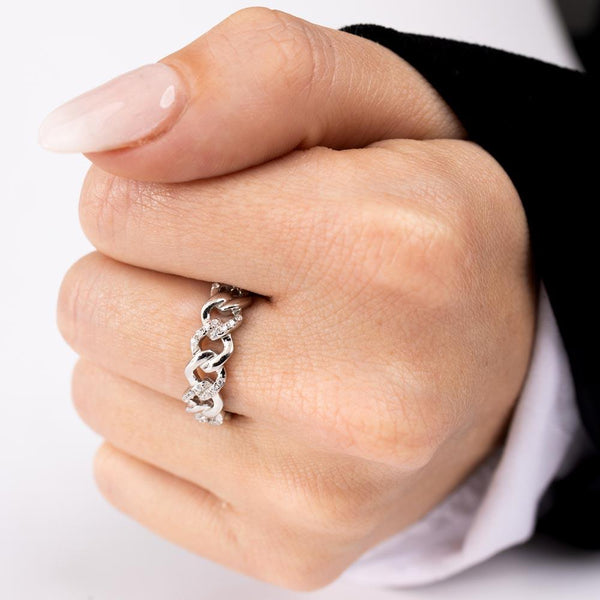 Rhodium Plated 925 Sterling Silver Curb Design Link Ring 5.8mm