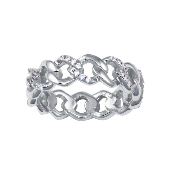 Rhodium Plated 925 Sterling Silver Curb Design Link Ring 5.8mm