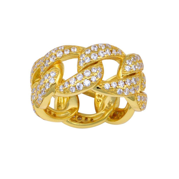 Gold Plated 925 Sterling Silver Curb Design Link Ring 9.8mm