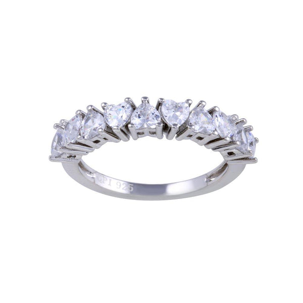 Rhodium Plated 925 Sterling Silver Multi Heart CZ Ring