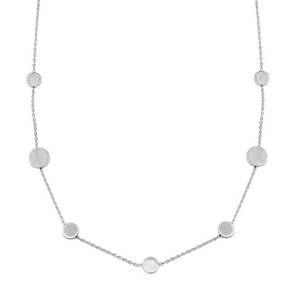 Rhodium Plated 925 Sterling Silver 7 Disc Necklace