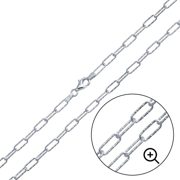 925 Sterling Silver Diamond Cut Paperclip Link Chain 3.2mm - VGC30 SP