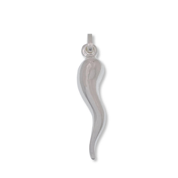 High Polished 925 Sterling Italian Horn 8.6mm x 41.5mm Pendant