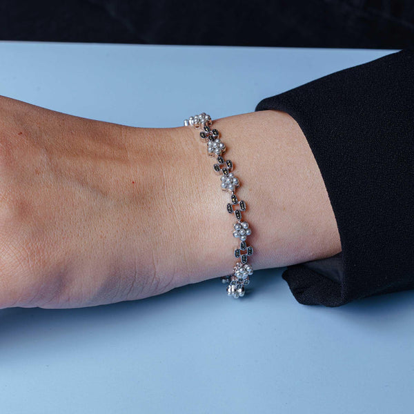 Silver 925 Marcasite Tennis CZ Bracelet