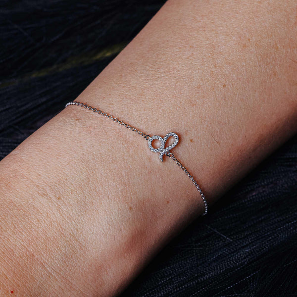 Rhodium Plated 925 Sterling Silver Leo CZ Adjustable Link Bracelet