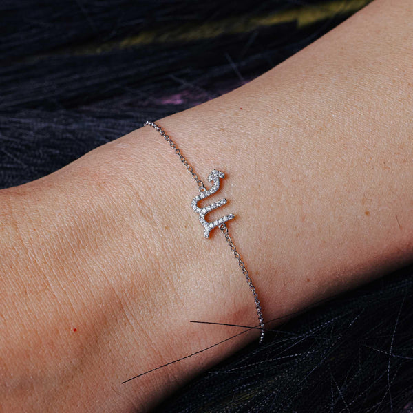 Rhodium Plated 925 Sterling Silver Scorpio CZ Adjustable Link Bracelet