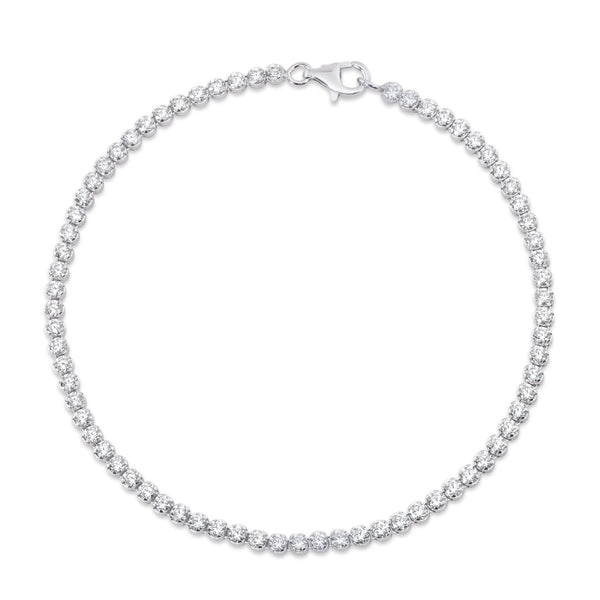 925 Sterling Rhodium Plated 2.4mm Tennis Clear CZ Bracelet