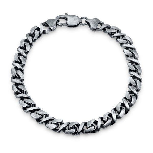 925 Sterling Gun Metal Plated Dollar Cuban 7mm Bracelet