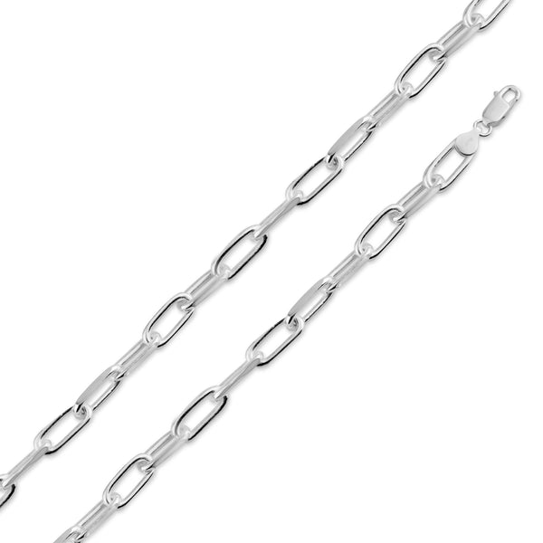 925 Sterling Silver Diamond Cut Paperclip Link 7mm Chain - CH20