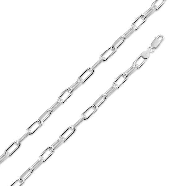 925 Sterling Silver Diamond Cut Paperclip Link 4.6mm Chain - CH21
