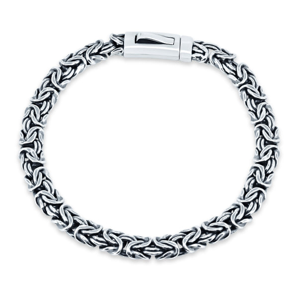 Rhodium Plated 925 Sterling Silver Flat Byzantine Bracelet Bar Lock 7.2mm