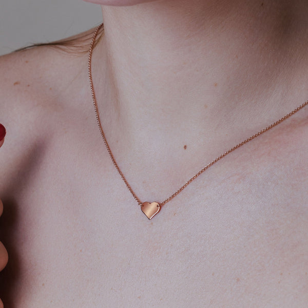 Rose Gold Plated 925 Sterling Silver High Polished Heart Necklace