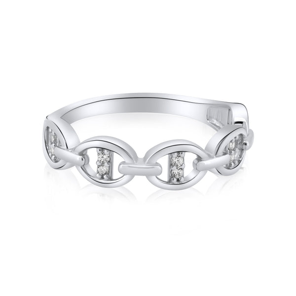 Rhodium Plated 925 Sterling Silver Mariner Design Link Ring
