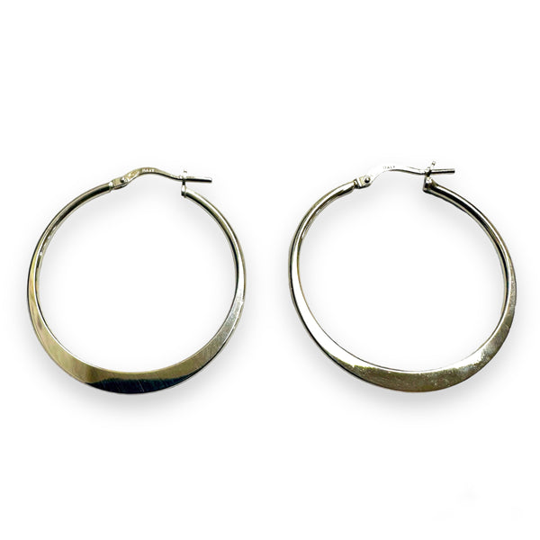 Rhodium Plated 925 Sterling Silver Sterling Silver 1.5mm Hoop Latch Back Earrings