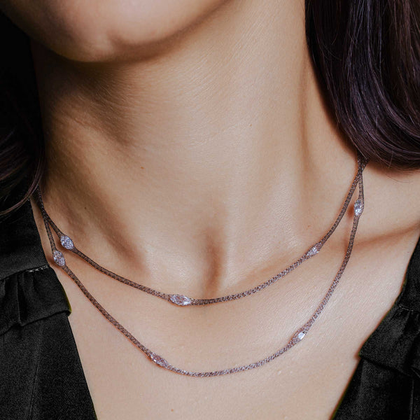 Silver 925 Black Rhodium Plated Mystical Chain Italian Necklace