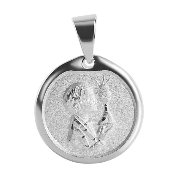 Silver 925 High Polished DC Communion Medallion Matte Finish for Boy