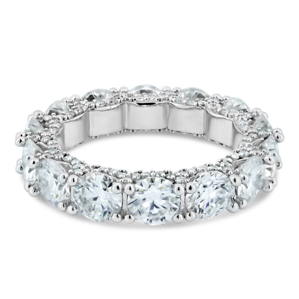 Rhodium Plated925 Sterling Silver Moissanite Eternity Band Ring