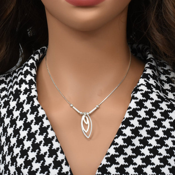 925 Sterling Silver Ascending Almond Drop Necklace