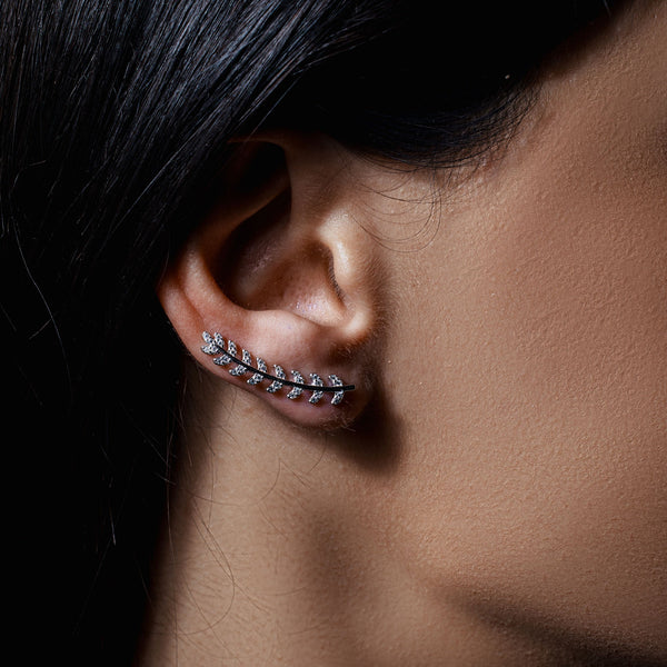 Silver 925 Rhodium Plated Climbing Vine Earrings