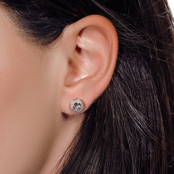 Rhodium Plated 925 Sterling Silver Round Stud Earrings