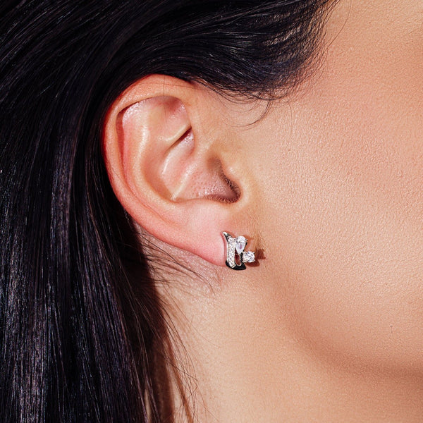 Rhodium Plated 925 Sterling Silver Squirrel CZ Stud Earring