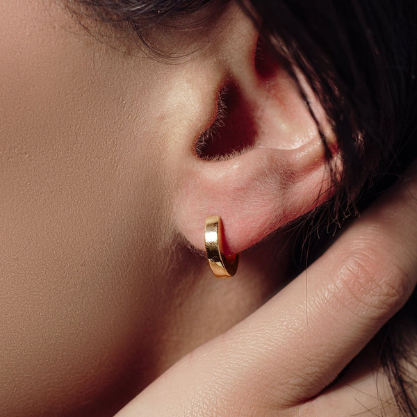 Gold Plated 925 Sterling Silver CZ huggie hoop Earring