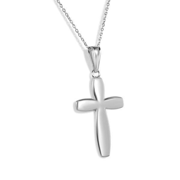 Rhodium Plated 925 Sterling Silver Cross Adjustable Necklace