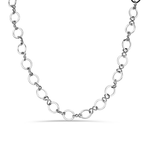 Rhodium Plated 925 Sterling Silver Plain Multi Circle Necklace