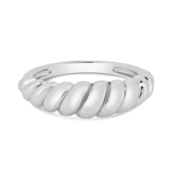 Rhodium Plated 925 Sterling Silver Croissant Design Ring