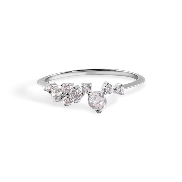 925 Sterling Silver Nickel Free Rhodium Plated Abstract Pattern Clear CZ Ring