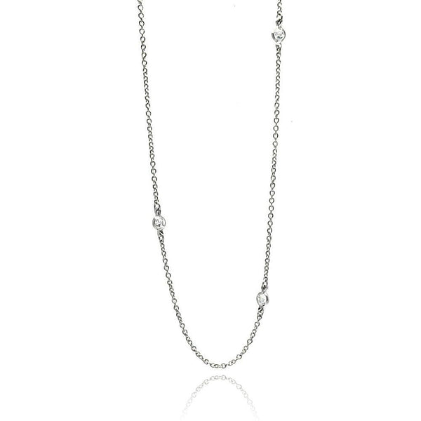 Silver 925 Rhodium Plated CZ By The Yard Necklace