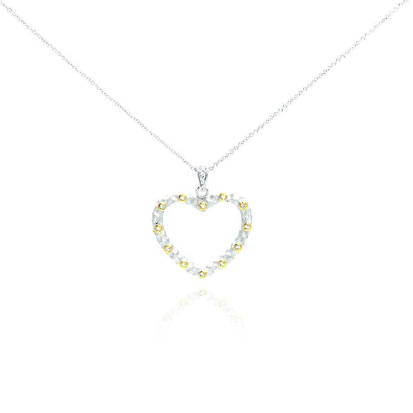 Silver 925 Yellow CZ Rhodium Plated Heart Pendant Necklace