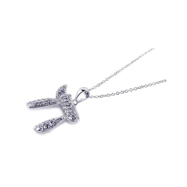 Silver 925 Rhodium Plated Clear CZ Pi Pendant Necklace