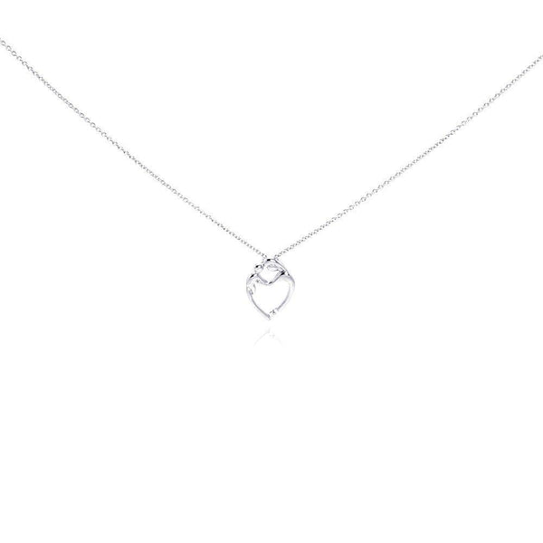 Silver 925 Rhodium Plated Figurine Heart Pendant Necklace