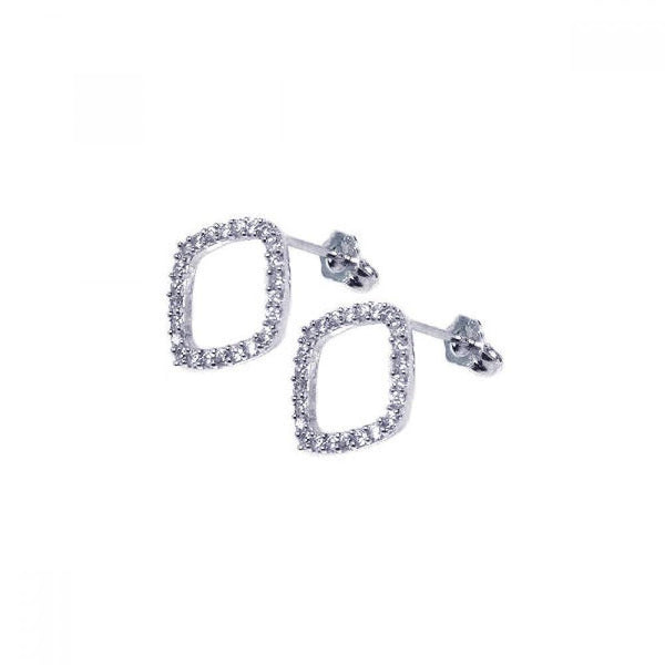 Silver 925 Rhodium Plated Micro Pave Clear Open Marquise CZ Stud Earrings