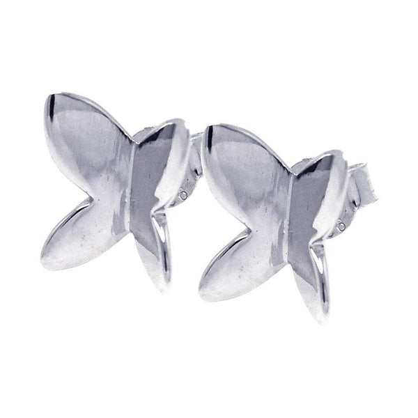 Silver 925 Rhodium Plated Butterfly Stud Earrings