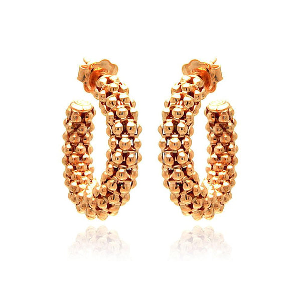 Silver 925 Rose Gold Plated Italian Crescent Stud Earrings