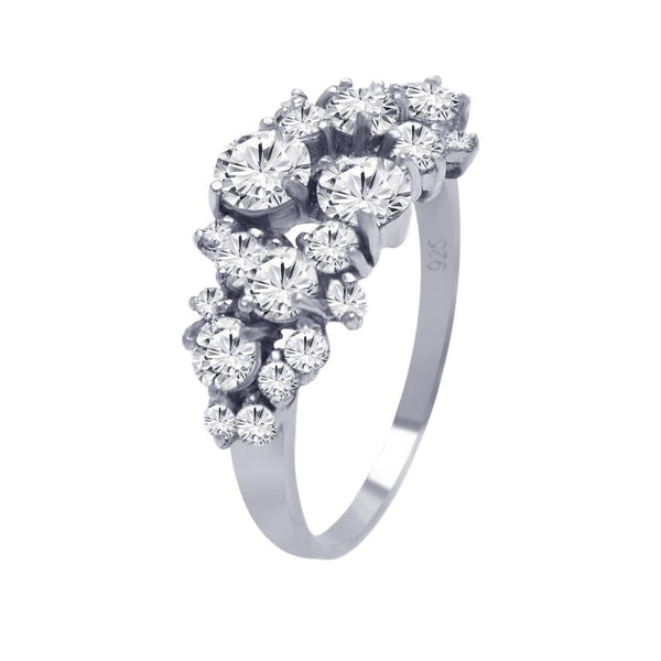 Silver 925 Rhodium Plated Clear Multi Sized CZ Ring