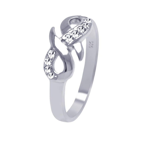Silver 925 Rhodium Plated CZ Infinity Ribbon Ring