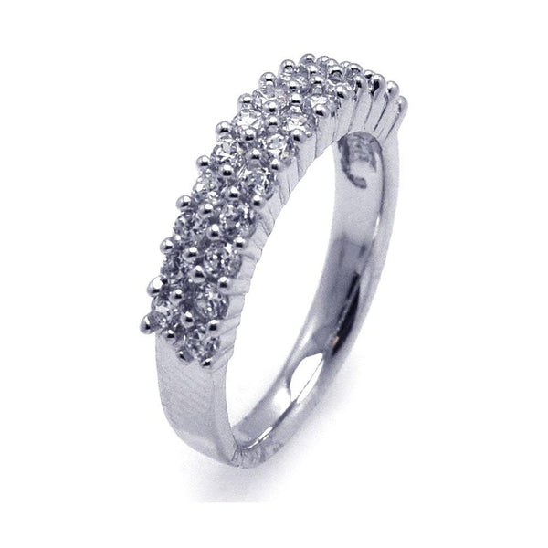 Silver 925 Rhodium Plated Pave Set Clear CZ Ring