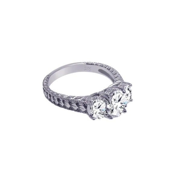 Silver 925 Rhodium Plated CZ Past Present Future Ring